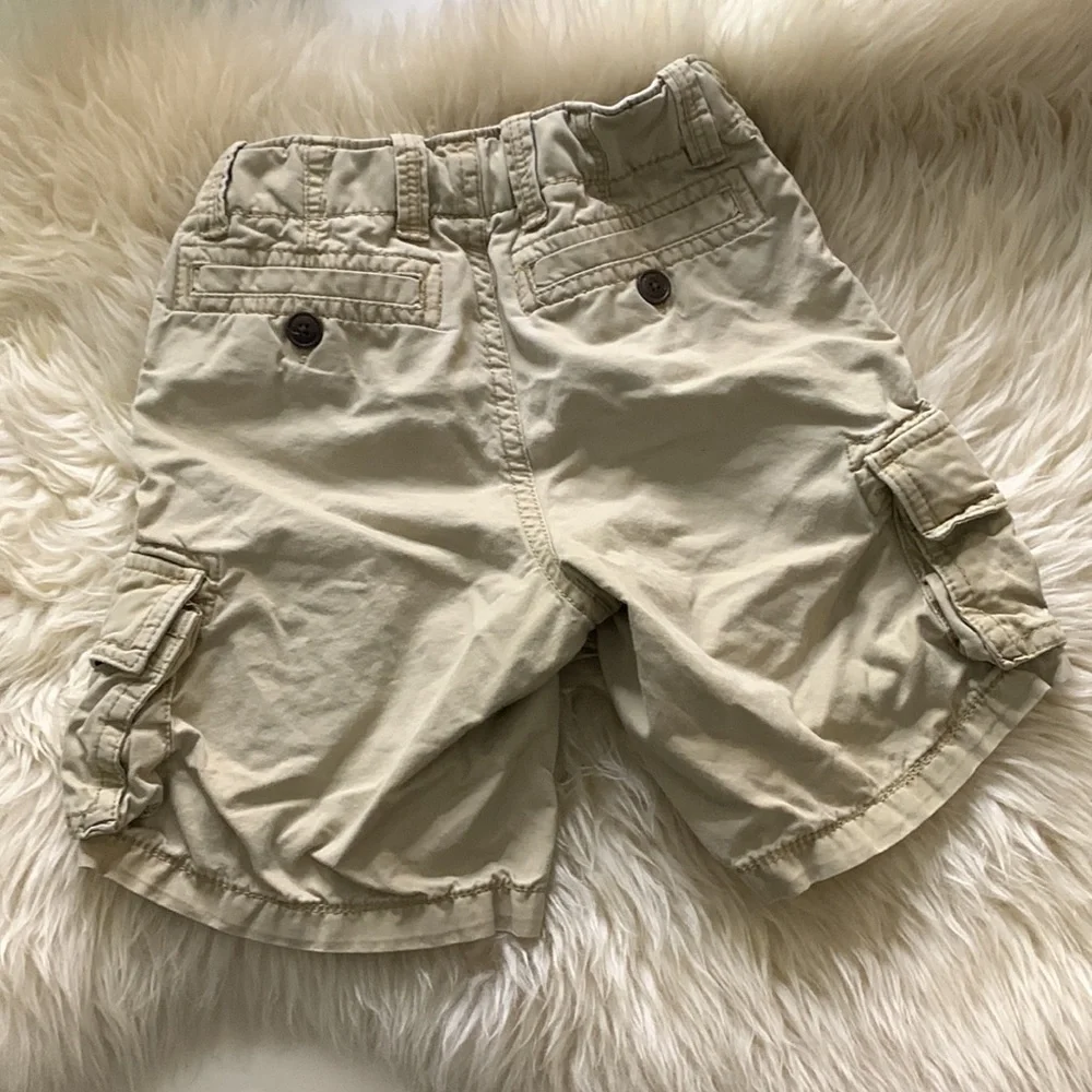 Bundle of two toddler boys casual shorts size 5 kids clothes khaki and blue